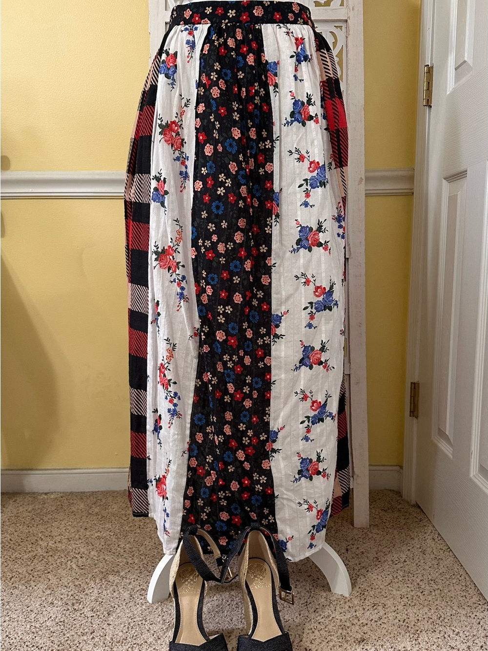 NWT Anthropologie LetMeBe Boho Patchwork panel Maxi Skirt. - Picture 10 of 13